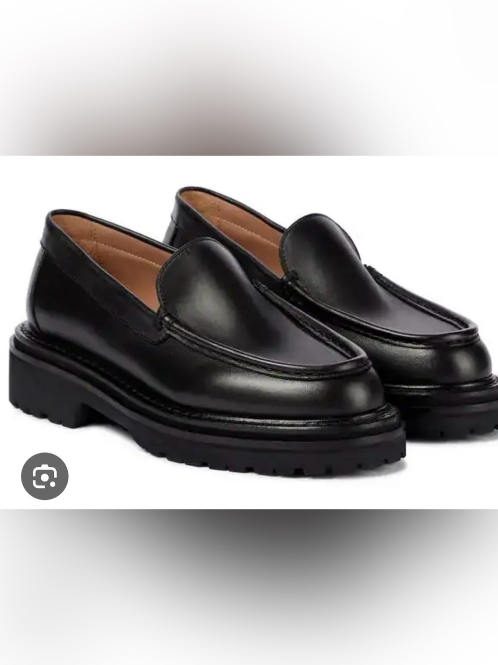 LEGRES Black Leather Chunky Loafers